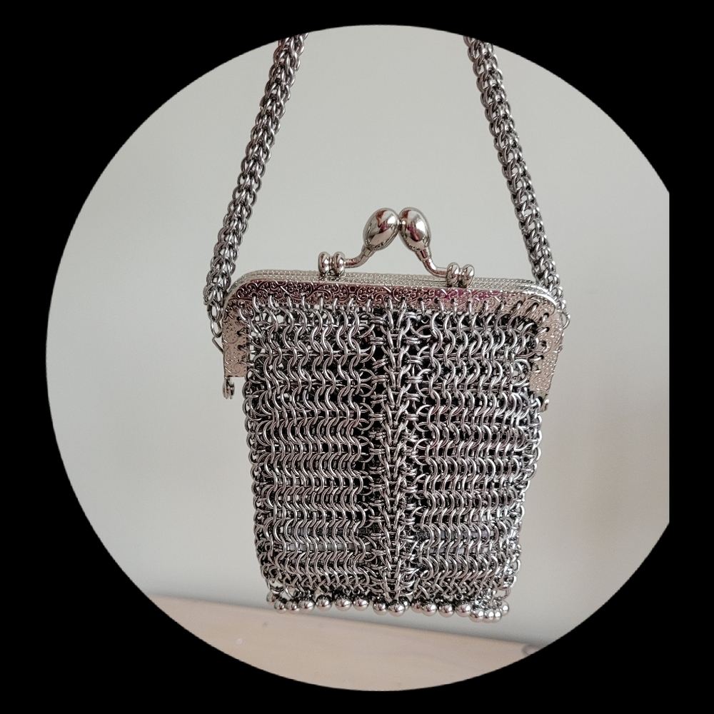 Mixed Weave Ribbed Chainmail Stainless Steel Clutch